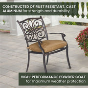 Hanover - Traditions 9pc: 8 Dining Chairs, 60" Square Cast Table - Tan/Cast-United Backyard