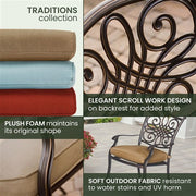 Hanover - Traditions 9pc: 8 Dining Chairs, 60" Square Cast Table - Tan/Cast-United Backyard