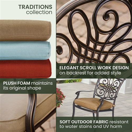 Hanover - Traditions 9pc: 8 Dining Chairs, 60" Square Cast Table - Tan/Cast-United Backyard