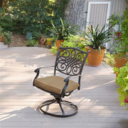 Hanover - Traditions 9pc: 8 Swivel Rockers, 42x84" Cast Table - Tan/Cast-United Backyard