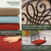 Hanover - Traditions 9pc: 8 Swivel Rockers, 42x84" Glass Top Table - Red/Glass-United Backyard