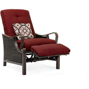 Hanover - Ventura Luxury Recliner with Pillow Accessory, All-weather, Resin Weave - Brown/Crimson Red-United Backyard