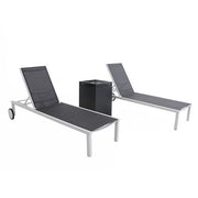 Hanover - Windham 3pc Chaise Set: 2 Chaise Lounges and Gas Fire Pit - White/Gray-United Backyard