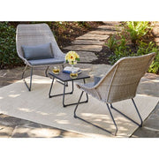Mod Furniture - 3pc Seating Set: 2 steel side chairs, accent table - Gray-United Backyard