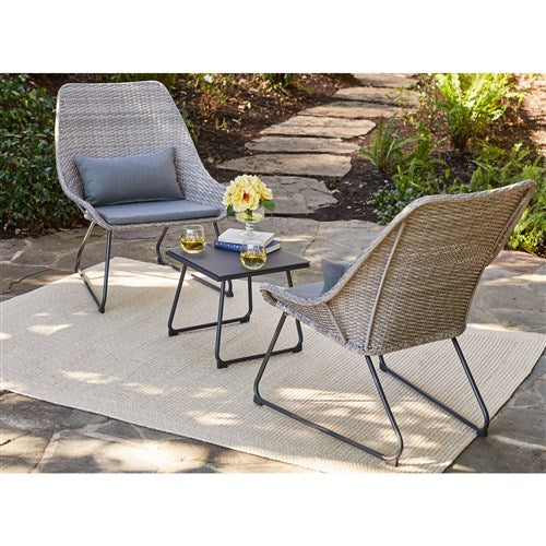 Mod Furniture - 3pc Seating Set: 2 steel side chairs, accent table - Gray-United Backyard