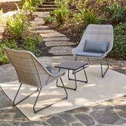 Mod Furniture - 3pc Seating Set: 2 steel side chairs, accent table - Gray-United Backyard