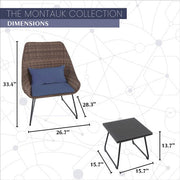 Mod Furniture - 3pc Seating Set: 2 steel side chairs, accent table - Navy-United Backyard