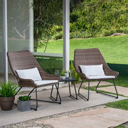 Mod Furniture - 3pc Seating Set: 2 steel side chairs, accent table - White-United Backyard