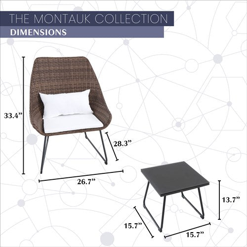 Mod Furniture - 3pc Seating Set: 2 steel side chairs, accent table - White-United Backyard