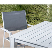 Mod Furniture - 7pc Dining Set: 6 Aluminum Chairs and 1 Slat Rectangle Table - White-United Backyard