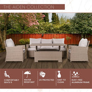 Mod Furniture - Aiden 4pc Seating Set: 2 Side Chairs, Sofa, Adjustable Coffee Table - Tan/Grey-United Backyard