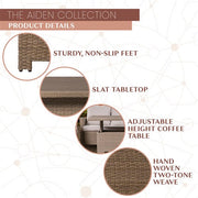 Mod Furniture - Aiden 4pc Seating Set: 2 Side Chairs, Sofa, Adjustable Coffee Table - Tan/Grey-United Backyard