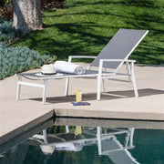 Mod Furniture - Aluminum Sling Chaise Lounge - White/Gray-United Backyard