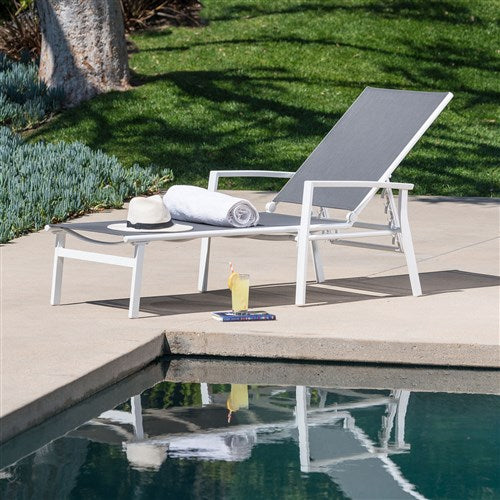 Mod Furniture - Aluminum Sling Chaise Lounge - White/Gray-United Backyard