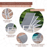 Mod Furniture - Aluminum Sling Chaise Lounge - White/Gray-United Backyard