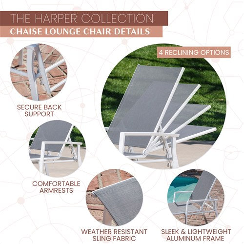 Mod Furniture - Aluminum Sling Chaise Lounge - White/Gray-United Backyard