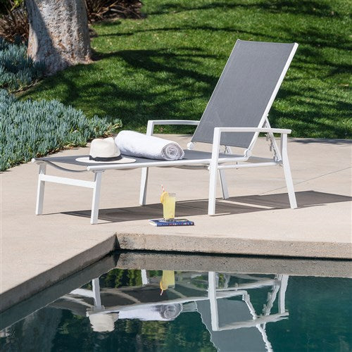 Mod Furniture - Aluminum Sling Chaise Lounge - White/Gray-United Backyard