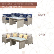 Mod Furniture - Amelia 3pc Set: Sectional Deep Seating Set with Chow Table - Grey-United Backyard