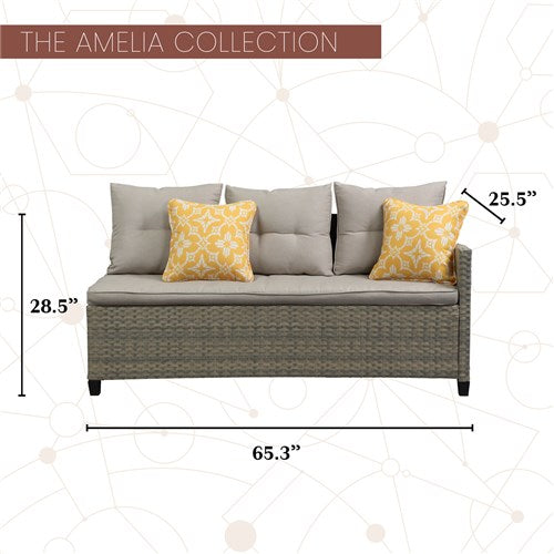 Mod Furniture - Amelia 3pc Set: Sectional Deep Seating Set with Chow Table - Grey-United Backyard
