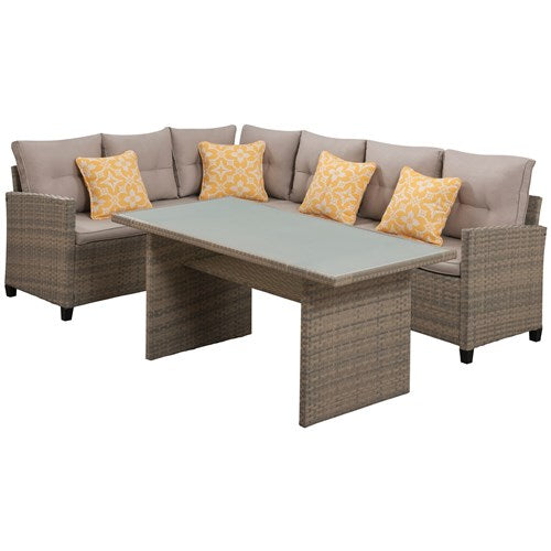 Mod Furniture - Amelia 3pc Set: Sectional Deep Seating Set with Chow Table - Grey-United Backyard