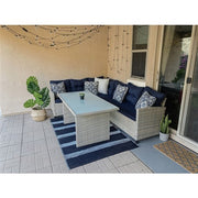 Mod Furniture - Amelia 3pc Set: Sectional Deep Seating Set with Chow Table - Navy-United Backyard