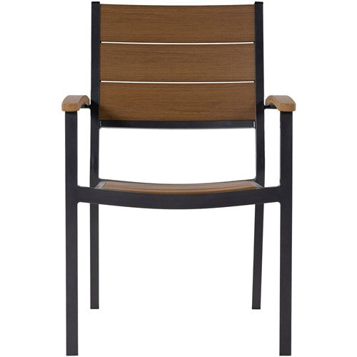 Mod Furniture - Asher 5pc Dining Set: 4 Faux Wood Aluminum Chairs and 43" Slat Table - Brown/Grey-United Backyard