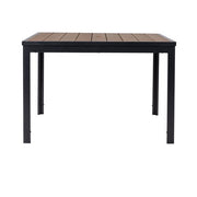 Mod Furniture - Asher 5pc Dining Set: 4 Faux Wood Aluminum Chairs and 43" Slat Table - Brown/Grey-United Backyard