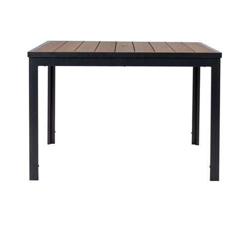 Mod Furniture - Asher 5pc Dining Set: 4 Faux Wood Aluminum Chairs and 43" Slat Table - Brown/Grey-United Backyard