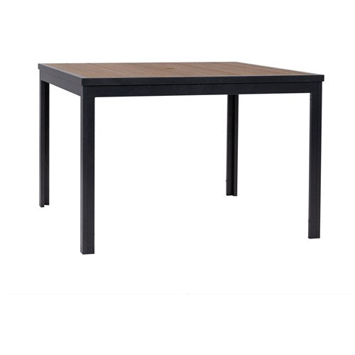 Mod Furniture - Asher 5pc Dining Set: 4 Faux Wood Aluminum Chairs and 43" Slat Table - Brown/Grey-United Backyard