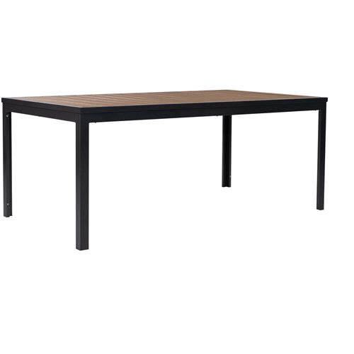 Mod Furniture - Asher7pc Dining Set: 6 Faux Wood Aluminum Chairs and 71"x40" Slat Table - Brown/Grey-United Backyard