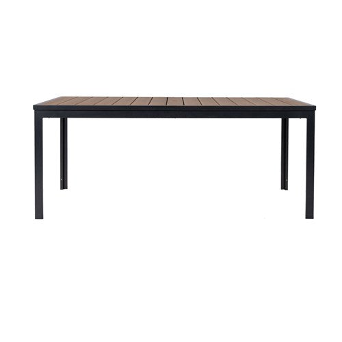 Mod Furniture - Asher7pc Dining Set: 6 Faux Wood Aluminum Chairs and 71"x40" Slat Table - Brown/Grey-United Backyard