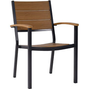 Mod Furniture - Asher7pc Dining Set: 6 Faux Wood Aluminum Chairs and 71"x40" Slat Table - Brown/Grey-United Backyard