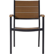 Mod Furniture - Asher7pc Dining Set: 6 Faux Wood Aluminum Chairs and 71"x40" Slat Table - Brown/Grey-United Backyard