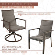 Mod Furniture - Atlas 7pc Dining Set: 6 Swivel Padded Chrs and 74"x40" Tressle Table - Tan-United Backyard