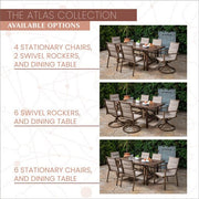 Mod Furniture - Atlas 7pc Dining Set: 6 Swivel Padded Chrs and 74"x40" Tressle Table - Tan-United Backyard