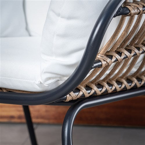 Mod Furniture - Bali 3pc Seating Set: 2 Steel Side Chairs, Accent Table - Steel/White-United Backyard