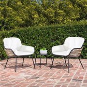 Mod Furniture - Bali 3pc Seating Set: 2 Steel Side Chairs, Accent Table - Steel/White-United Backyard