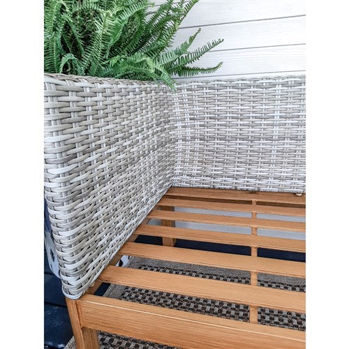 Mod Furniture - Blake 4pc Set: 2 Side Bucket Chairs, Sofa, and Faux Wood Coffee Table - Black/Faux Wood-United Backyard