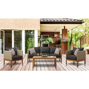 Mod Furniture - Blake 4pc Set: 2 Side Bucket Chairs, Sofa, and Faux Wood Coffee Table - Black/Faux Wood-United Backyard