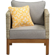 Mod Furniture - Blake 4pc Set: 2 Side Bucket Chairs, Sofa, and Faux Wood Coffee Table - Grey/Faux Wood-United Backyard