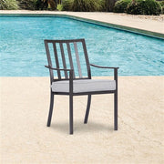Mod Furniture - Carter 7pc Dining: 7 Slat Alum Chairs and Slat Top Table - Brown/Grey-United Backyard