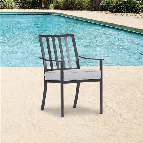 Mod Furniture - Carter 7pc Dining: 7 Slat Alum Chairs and Slat Top Table - Brown/Grey-United Backyard