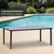 Mod Furniture - Carter 7pc Dining: 7 Slat Alum Chairs and Slat Top Table - Brown/Grey-United Backyard