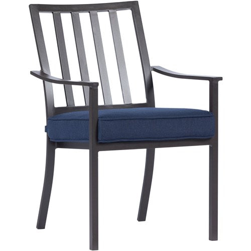 Mod Furniture - Carter 7pc Dining: 7 Slat Alum Chairs and Slat Top Table - Brown/Navy-United Backyard
