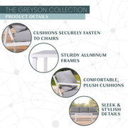 Mod Furniture - Greyson 4pc Seating Set: 2 Cushioned Side Chairs, Sofa, Slat Coffee Table - Grey/White-United Backyard