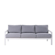 Mod Furniture - Greyson 4pc Seating Set: 2 Cushioned Side Chairs, Sofa, Slat Coffee Table - Grey/White-United Backyard