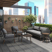 Mod Furniture - Harlow 5pc Seating Set: 2 Arm Chairs, Sofa, Coffee Table, Side Table - Grey/Brown-United Backyard