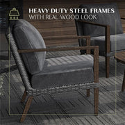 Mod Furniture - Harlow 5pc Seating Set: 2 Arm Chairs, Sofa, Coffee Table, Side Table - Grey/Brown-United Backyard