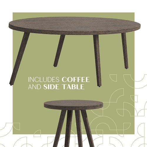 Mod Furniture - Harlow 5pc Seating Set: 2 Arm Chairs, Sofa, Coffee Table, Side Table - Grey/Brown-United Backyard