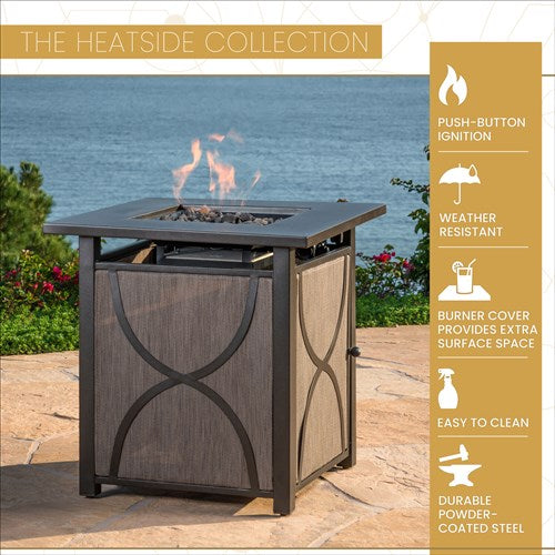 Mod Furniture - Heatside Steel Sling Gas Fire Pit with Lava Rocks - Tan/Bronze-United Backyard